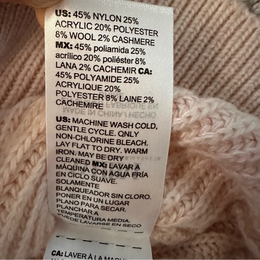 WHBM Cowl Neck Chunky Knit Sweater Medium Blush Balloon Sleeve